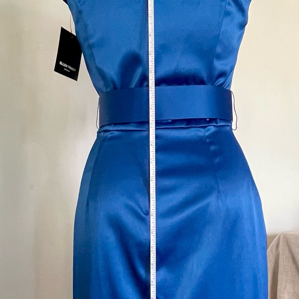 RARE NWT Ellen Tracy Vibrant Blue Pin Up 40’s Style Belted Dress Size: 2P - Picture 13 of 16